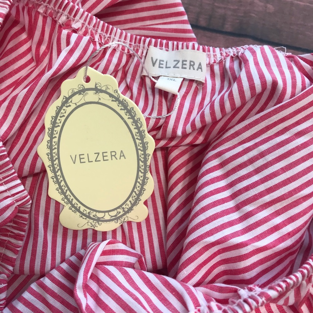 Velzera striped off the shoulder embroidered dress - Picture 5 of 8